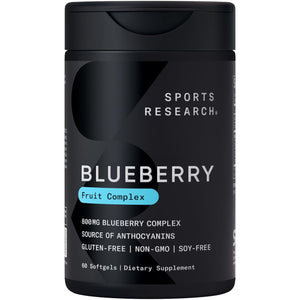 Sports Research Blueberry Capsules - Made from Organic Blueberries with Organic Extra Virgin Olive Oil - Non-GMO & Gluten Free - 60 Liquid Softgels Sports Research buy supplements Au