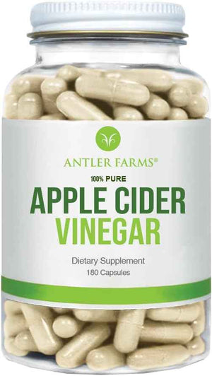 Antler Farms Apple Cider Vinegar with Mother, 180 Capsules, 500mg | 100% Pure Apple Cider Vinegar Pills, A Powerful Ally for Gut and Heart Health, Vegan, Gluten-Free & Non-GMO