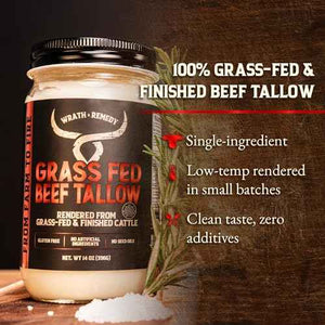 Wrath & Remedy Bundle of Grass Fed Beef Tallow (14 OZ) & Unscented Whipped Tallow Honey Balm (4 OZ)