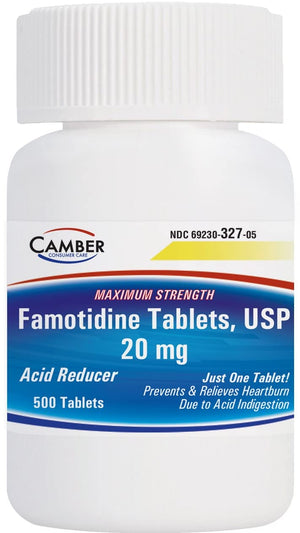 Camber Famotidine Tablets 20 mg Maximum Strength Acid Reducer 500ct Family Pack CAMBER PHARMACEUTICALS, INC buy supplements Au