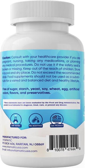 Vitamatic Bovine Colostrum Supplement 1000 mg per Serving - 50% Highest IgG - Supplement for Gut Health, Hair Growth, Beauty, Muscle Recovery, & Immune Support - 120 Capsules VitamaticBuy Supplements Australia