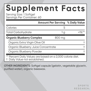 Sports Research Blueberry Capsules - Made from Organic Blueberries with Organic Extra Virgin Olive Oil - Non-GMO & Gluten Free - 60 Liquid Softgels Sports Research buy supplements Au