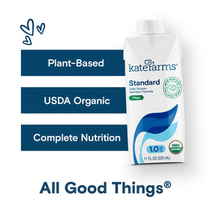 KATE FARMS Organic 1.0 Sole-Source Nutrition Shake, Plain, 16g Protein, 27 Vitamins and Minerals, Meal Replacement, Protein Shake, 11 oz (12 Pack) Kate Farms buy supplements Au