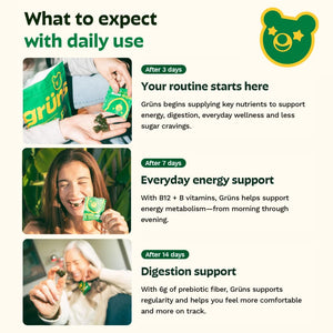 Gruns Sugar-Free Super Greens Gummies, Multivitamin Superfood Gummy Bears, Spirulina, Chlorella, Prebiotics & Fiber gummies for Digestive Health, Adaptogens Supplement, 20 Vitamins & Minerals, 10 pack Grüns buy supplements Au