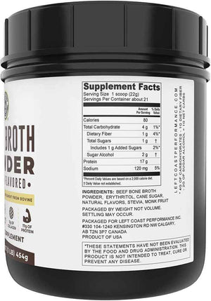 Left Coast Performance Vanilla Bone Broth and Multi Collagen Powder for Joint, Hair, Skin, and Nails Support