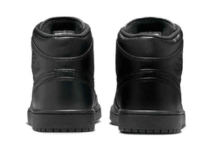 Black Air Jordan 1 Mid Trainers by Nike
