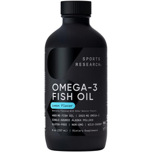 Sports Research® Omega-3 Fish Oil, 8oz Glass Bottle - 4685mg of Wild Caught Alaska Pollock Fish Oil per Serving - Easy-to-Take Liquid · Lemon Flavor · Non-GMO · MSC Certified Sustainable - 48 Servings Sports Research buy supplements Au