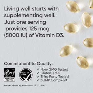 Sports Research Vitamin D3 5000 IU with Coconut MCT Oil - High Potency Vitamin D Supplement for Immune & Bone Support - Non-GMO Verified, Gluten & Soy Free – 125mcg, 360 Liquid Softgels Sports Research buy supplements Au