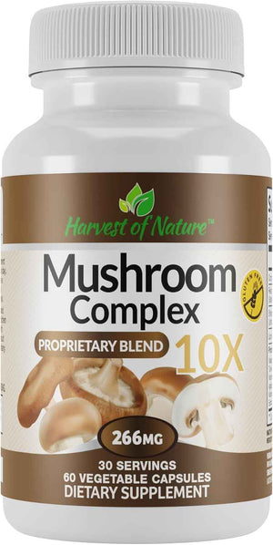 Mushroom Complex Supplement, 60 Capsules | Lion's Mane, Reishi, Turkey Tail, Shiitake, Brain Health & Memory Support For Adults