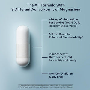 8 in 1 Magnesium Complex for Women & Men 426mg | 180 Vegan Capsules | MAG-8 Blend: Citrate, Bisglycinate, Malate, & More | Non-GMO Magnesio Complex Supplement | Provides 100% Daily Recommended Value Teraputics buy supplements Au
