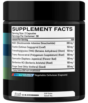 DEDICAD NAD.+ Supplement - Combined to Resveratrol, Quercetin, Berberine, Fisetin, TMG and Grape Seed - 60 Capsules DEDICADÂ buy supplements Au