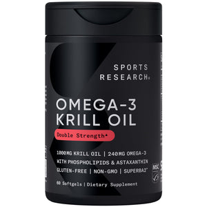 Sports Research Krill Oil Supplement with EPA & DHA Omega 3, Phospholipids & Astaxanthin from Antarctic Krill - Highest Concentration of Krill Oil for Men & Women - 1000mg, 60 Softgel Capsules Sports Research buy supplements Au