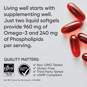 Sports Research® Total Omega-3 Fish Oil 2200mg - Made from Antarctic Krill w/Astaxanthin, Wild Sockeye Salmon & Alaska Pollock - 960mg of EPA & DHA - 120 Softgels Sports Research buy supplements Au