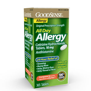 GoodSense 24 Hour Allergy Relief, Cetirizine Hydrochloride Tablets, 10 mg, Antihistamine GoodSense buy supplements Au