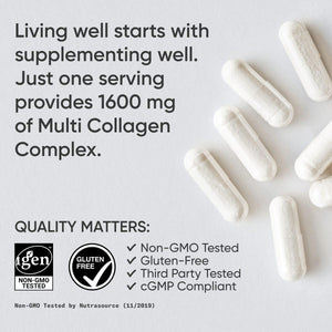 Sports Research® Multi Collagen Pills for Women & Men - Collagen Peptides (Type I, II, III, V, X) Enhanced with Hyaluronic Acid & Vitamin C - Gluten Free · Non-GMO - 90 Capsules Sports Research buy supplements Au