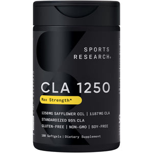Sports Research CLA - 1250mg with Active Conjugated Linoleic Acid for Men and Women | Non-GMO, Soy & Gluten Free - 95% (180 Softgels)… Sports Research buy supplements Au