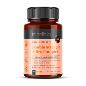 Double Strength Silica Complex โ 500mg Horsetail Extract (4:1) per Tablet โ 90 Tablets โ 3 Month Supply โ with Zinc, Manganese & Boron pureclinicaย buy supplements Au