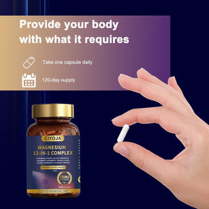12 in 1 Magnesium Complex 700mg: Magnesium Supplement with Glycinate, Citrate, Malate, Taurate, High Absorption Magnesium for Sleep, Muscle Recovery, Nerve & Heart Support, Vegan, 120 Capsules CIYOJA buy supplements Au