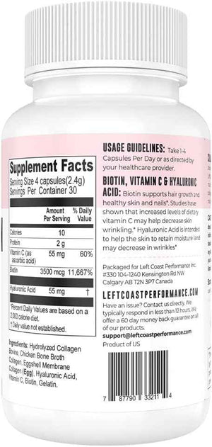 Left Coast Performance Beef Organ Complex Capsules, 180 Count + Multi Collagen Capsule, 120 Count