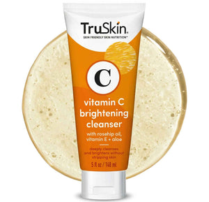 TruSkin Vitamin C Brightening Face Wash with Rosehip Oil, 4 fl oz | Vitamins C & E, Aloe Vera and MSM gently cleanse, refresh and support radiant-looking skin without over-drying