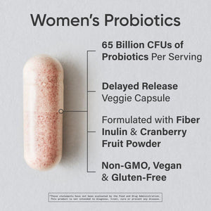 Sports Research Women's Probiotics with Prebiotics, 65 Billion CFU - Vegan Capsules for Gut Health & Digestive Support, Probiotics for Women with Cranberry - Non-GMO Verified & Gluten Free - 30 Count Sports Research buy supplements Au