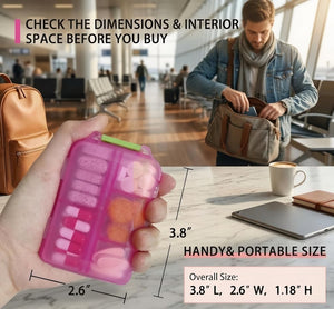 Pill Organizer with Medicine Labels Travel Daily Pill Container Mini Medication Organizer Storage Pill Organizer Travel Essentials Pill Case 7 Day (Pink & 161 Lables) iouwei buy supplements Au