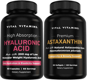 Vital Vitamins Pure Hyaluronic Acid 60 ct + Astaxanthin 60 ct