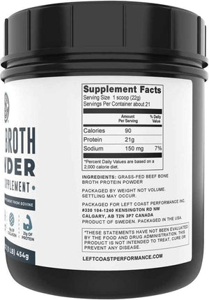 Left Coast Performance Pure Bone Broth and Multi Collagen Powder for Joint, Hair, Skin, and Nails Support