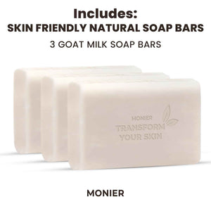 MONIER Goat Milk Soap Bar For Dry & Sensitive Skin - 100% Natural & Organic | Skin Care, Enriched With Shea Butter, Use On Face, Body & Hands, For Men, Women, Kids & Baby (Lavender, 3 Pack)