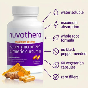 Nuvothera Super-Micronized Turmeric Curcumin Capsules Rapid Absorption, Whole Root, Non-GMO, Skin, Gut Health & Antioxidants (1 Month Pack (60 Capsules)) Nuvothera buy supplements Au