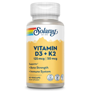 SOLARAY Vitamin D3 K2, K2 D3 Vitamin Supplement for Calcium Absorption, Bone Strength, Cardiovascular & Immune Function Support, Made Without Soy, 60-Day Guarantee, 60 Servings, 60 VegCaps SOLARAY buy supplements Au