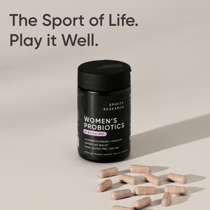 Sports Research Women's Probiotics with Prebiotics, 65 Billion CFU - Vegan Capsules for Gut Health & Digestive Support, Probiotics for Women with Cranberry - Non-GMO Verified & Gluten Free - 30 Count Sports Research buy supplements Au
