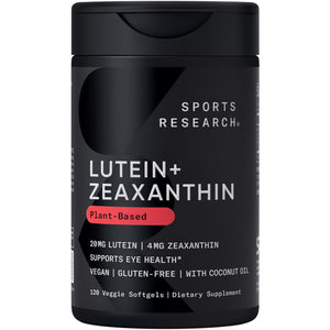 Sports Research® Lutein and Zeaxanthin Capsules - Eye Health Support Supplement Made with Lute-Gen® and Organic Coconut Oil - Vegan Friendly & Non-GMO Verified - 120 Veggie Softgels Sports Research buy supplements Au