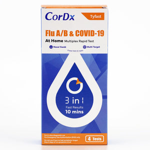 CorDx TyFast Flu A/B & COVID-19 At-Home Multiplex Rapid Test Kit, 3-in-1 Antigen Test, Results in 10 Minutes, EUA Authorized OTC, 4 Tests CorDx buy supplements Au