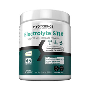 MYOXCIENCE Electrolyte STIX | Creatine Electrolyte Powder | Recovery from Exercise & Muscle Development w/Real Salt (Unflavored) (Jar 45 ct) MYOXCIENCE buy supplements Au
