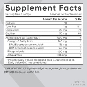 Sports Research Krill Oil Supplement with EPA & DHA Omega 3, Phospholipids & Astaxanthin from Antarctic Krill - Highest Concentration of Krill Oil for Men & Women - 1000mg, 60 Softgel Capsules Sports Research buy supplements Au