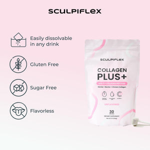 Sculpiflex Hydrolyzed Collagen Peptides Powder, Marine, Bovine, and Chicken Unflavored Multi Collagen Complex for Women, Firms Skin and Boosts Elasticity, Hydrating with Hyaluronic Acid (30 Servings) SCULPIFLEX buy supplements Au