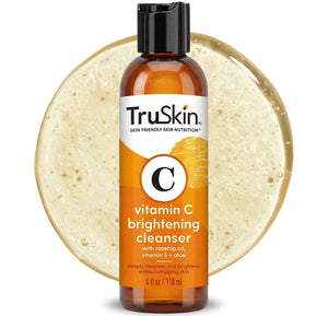 TruSkin Vitamin C Brightening Face Wash with Rosehip Oil, 4 fl oz | Vitamins C & E, Aloe Vera and MSM gently cleanse, refresh and support radiant-looking skin without over-drying