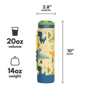 Elemental Iconic Kids Water Bottle for School - 100% Leak-Proof Insulated Water Bottles with Straw Lid & Pop-It Handle for Boys & Girls - Triple-Wall Insulated & BPA-Free, 20oz โ Dinosaur Elementalย buy supplements Au