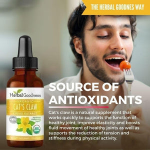 Cat's Claw Extract Joint Support - Herbal Supplement for Joint and Muscle Function, Immunity, Heart Support - Gluten Free - Superior Absorption - Organic Liquid 1oz - Herbal Goodness (1 bttl) Herbal GoodnessBuy Supplements Australia