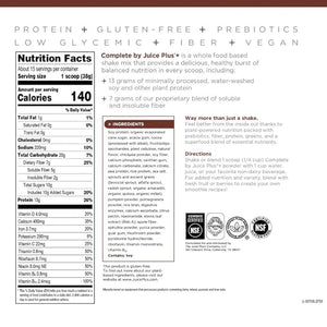 Complete by JuicePlus+ Dutch Chocolate Shakes - Plant-Based Nutrition - Whole Food Based Shake Powder with Protein, Fiber & Prebiotics - 30 Servings (2 Pouches, 15 Servings Each) Juice Plus+ buy supplements Au