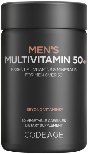 Codeage Men's Multivitamin 50 - Essential Vitamins & Minerals for Men Over 50 - Daily Multivitamins for Men Supplement - Vitamin A, C, D3, E, B6, B1, CoQ10, Probiotics, Lutein - Non-GMO - 30 Capsules CodeageBuy Supplements Australia