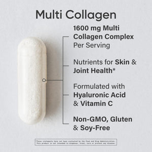 Sports Research® Multi Collagen Pills for Women & Men - Collagen Peptides (Type I, II, III, V, X) Enhanced with Hyaluronic Acid & Vitamin C - Gluten Free · Non-GMO - 90 Capsules Sports Research buy supplements Au