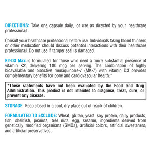 XYMOGEN K2-D3 Max - Vitamin D3 K2 Supplement for Bone & Immune Support* - High-Strength K2 MK-7 - Non-GMO, Gluten-Free, Vegetarian - 60 Capsules XYMOGEN buy supplements Au