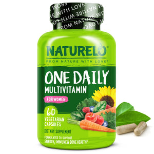 NATURELO One Daily Multivitamin for Women w/Vitamin B12, 60 Ct, Energy Support, Whole Food Daily Women Multivitamin Supplement, Nourish Hair/Skin/Nail, Non-GMO, No Soy, Gluten Free, 2 Month Supply NATURELO buy supplements Au