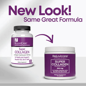 Rejuvicare Super Collagen 500 mg, Hydrolyzed Collagen Peptides for Hair, Skin & Nails, Beauty & Wellness Supplement, Supports Healthy Hydration & Elasticity, 180 Capsules, 2 Pack Value Rejuvicare buy supplements Au