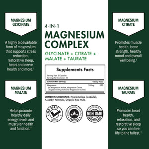 BioSchwartz Magnesium Complex Supplement (90 Capsules) 350mg Magnesium Glycinate Citrate Malate and Taurate Per Serving for Healthy Nerves Muscles Heart Sleep Support (Vegan, Gluten-Free, Non-GMO) BioSchwartz buy supplements Au