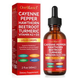 Cayenne Pepper Drops Supplement Liquid, Blend of Hawthorn Berry, Beetroot, Turmeric, VIT K2+D3, Daily Health Boost (2oz) REVIGLAM buy supplements Au