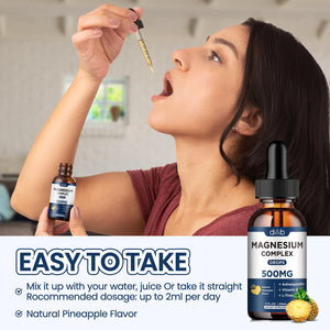 Triple Magnesium Complex Supplement-Magnesium Glycinate, Citrate, Malate Liquid Drops 500mg with Ashwagandha, L-Theanine, Vitamin B6 for Calm, Stress Relief, Sleep, Muscle Support-Pineapple Flavor dilib buy supplements Au
