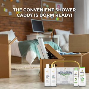 Dove Shower Caddy College Confident Gift Set – Cucumber & Green Tea Body Wash, Intensive Repair Shampoo, Daily Moisture Conditioner, Cool Essentials Deodorant for Women (5 Piece Set)